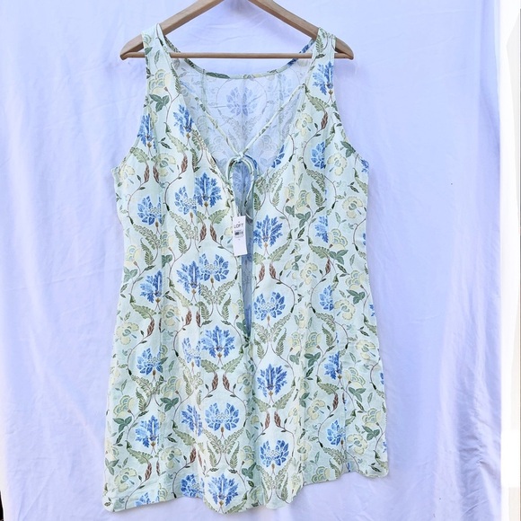 LOFT | NWT GARDEN LINEN BLEND SEAMED MINI SHIFT DRESS IN SEACREST SIZE 14 - Picture 12 of 12